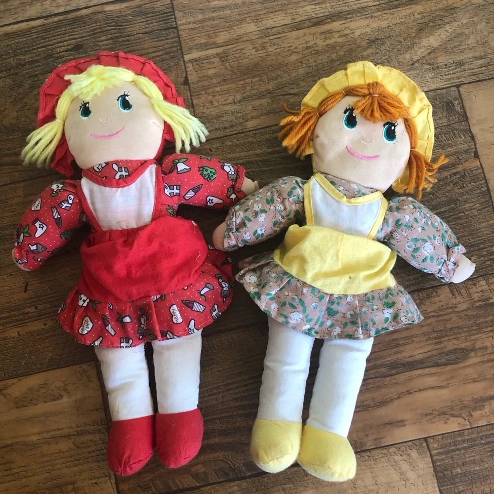 Doll Sweetie Mine ? Plush Doll 12” Tall Raggedy Ann Type, Dresses Aprons